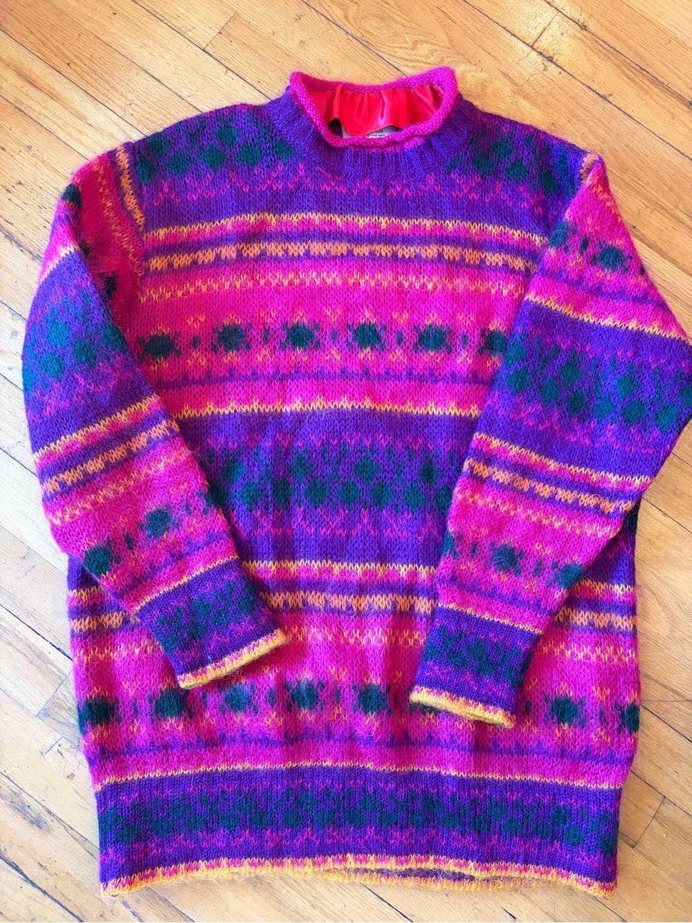 United Colors Of Benetton Vintage Wool Patterned Crewneck Sweater Made in Italy
